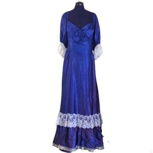 Purple White Lace Gone With the Wind Antebellum Prairie Dress